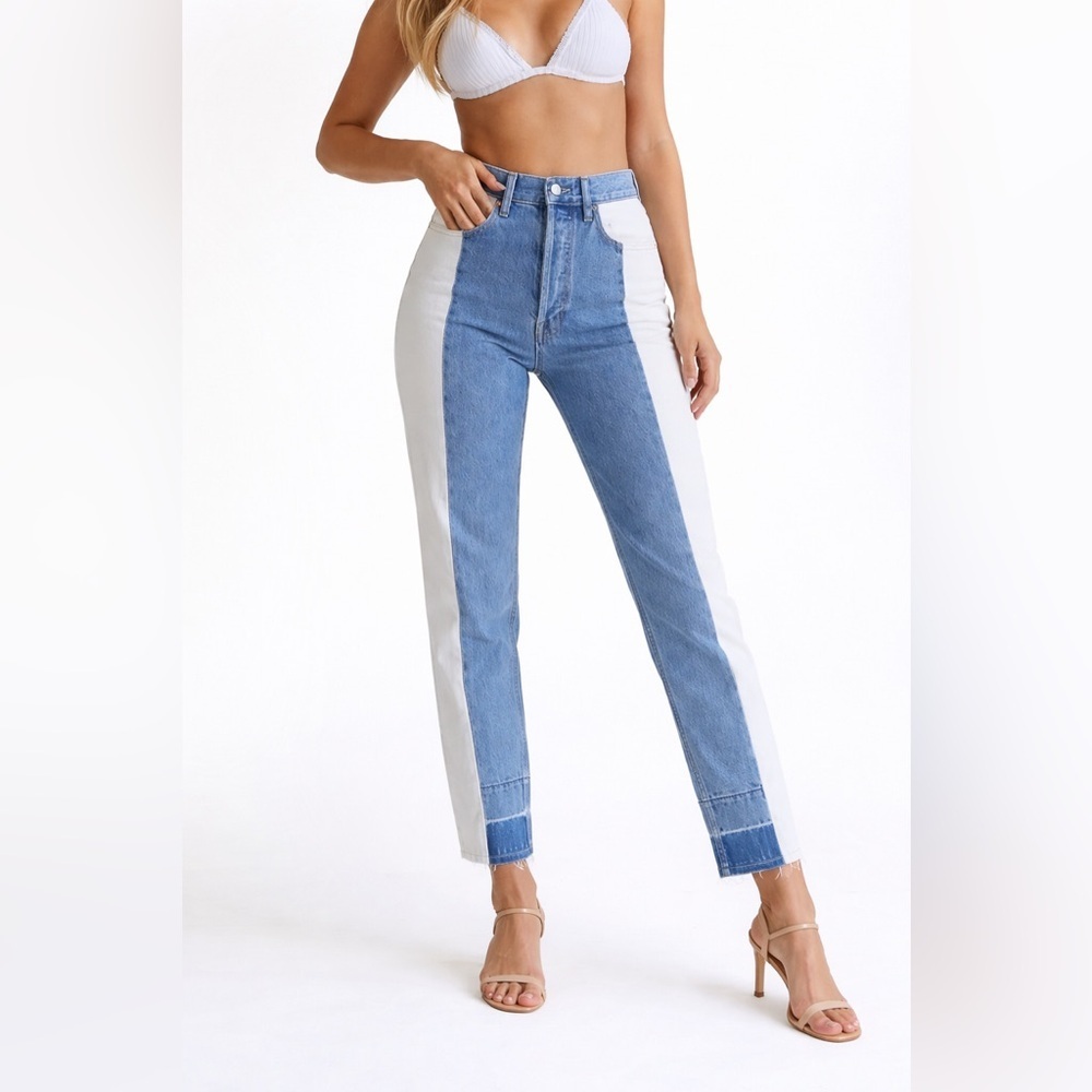 PacSun Two-Tone Ultra High Waist Slim Jeans Colorblock Denim Size 25